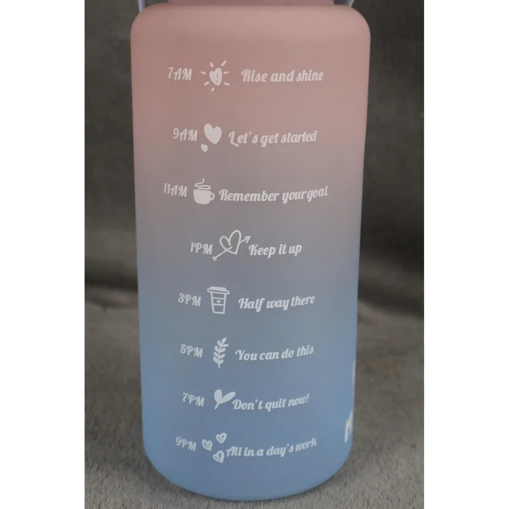 Flask Monster Tumbler Water Bottle 64‎ oz 2000 ml Pink Blue Ombre Straw Handle